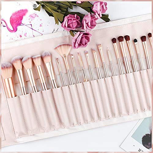 [Australia] - NEVSETPO Premium Makeup Brushes 24Pcs Girls Makeup Brushes Professional for Kabuki Foundation Powder Contour Blending Blush Eye Shadow Travel PU Bag Included, Solid Wood Handle Cruelty-Free Bristle Champagne 24 Count 