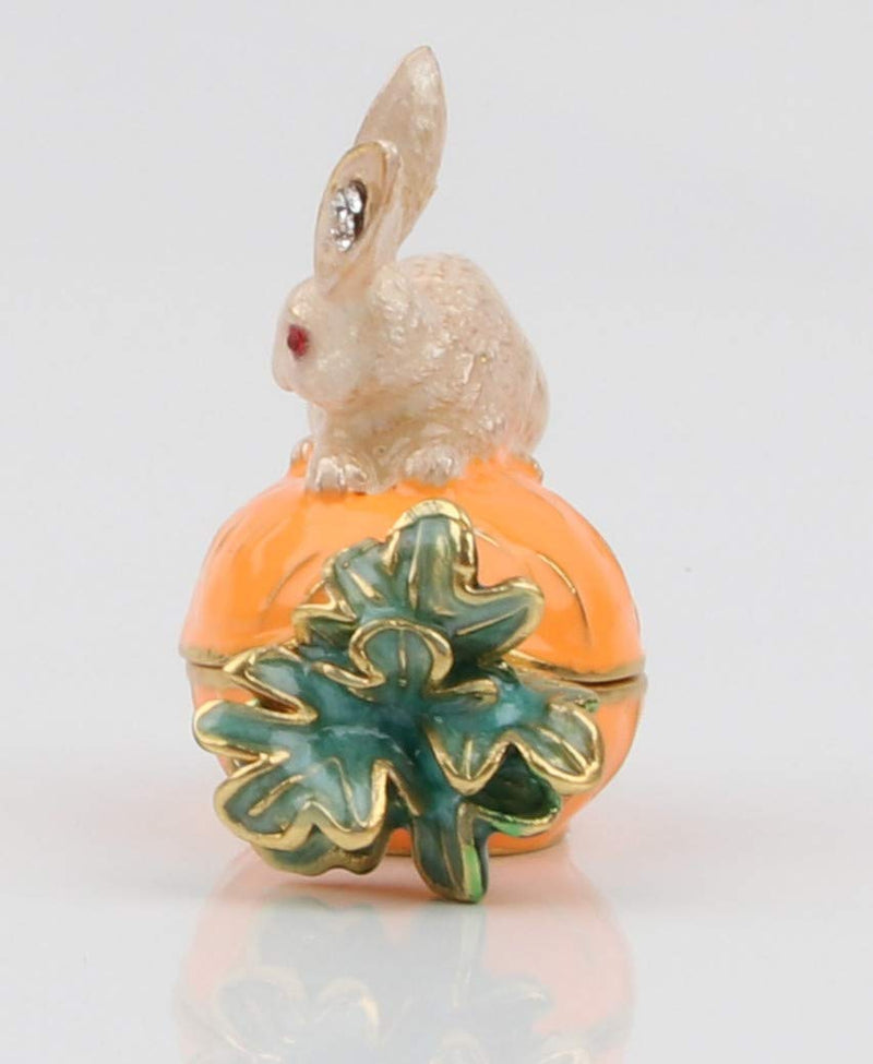 [Australia] - SEVENBEES Hand Painted Rabbit Figurine Enamel Hinged Jewelry Trinket Box 