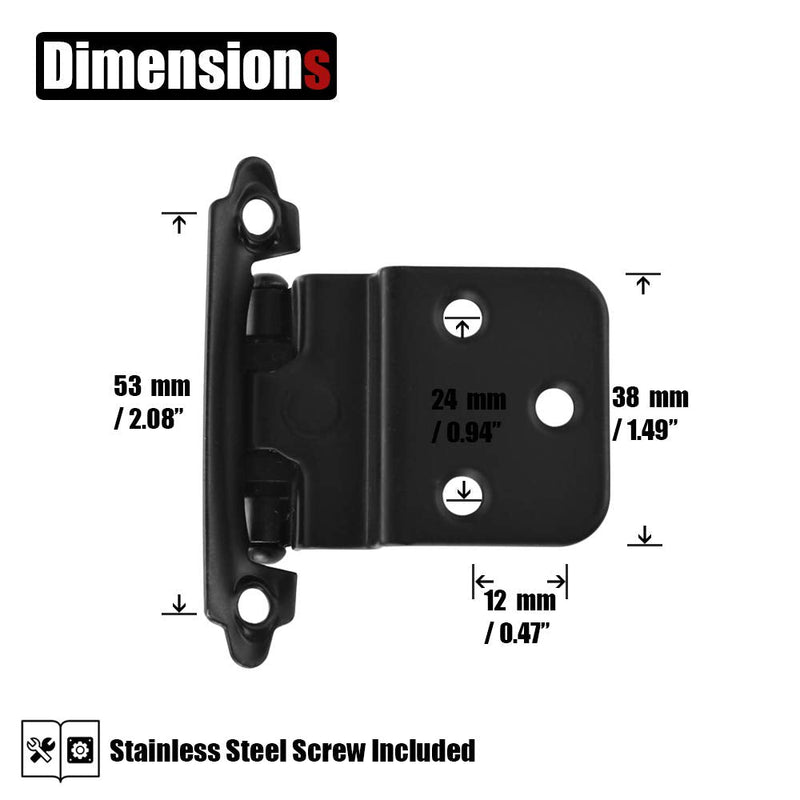 [Australia] - JQK 3/8 Inch Inset Cabinet Door Hinges Black, 4 Pack 2 Pairs Flush Face Mount Cupboard Self-Closing Kitchen Cabinet Hardware Hinges, CH201-BK-P4 
