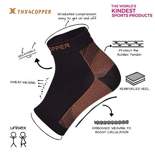 [Australia] - Thx4 Copper Compression Recovery Foot Sleeves for Men & Women, Copper Infused Plantar Fasciitis Socks for Arch Pain, Reduce Swelling & Heel Spurs, Ankle Sleeve with Arch Support-X-Large X-Large (1 Pair) 