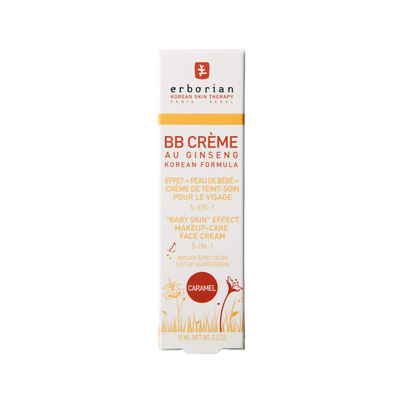 [Australia] - Erborian BB Cream with Ginseng - Imperfection Covering Foundation with Baby Skin Effect - 5-in-1 Korean Skincare Face Cream SPF 20 15-Milliliter Caramel 