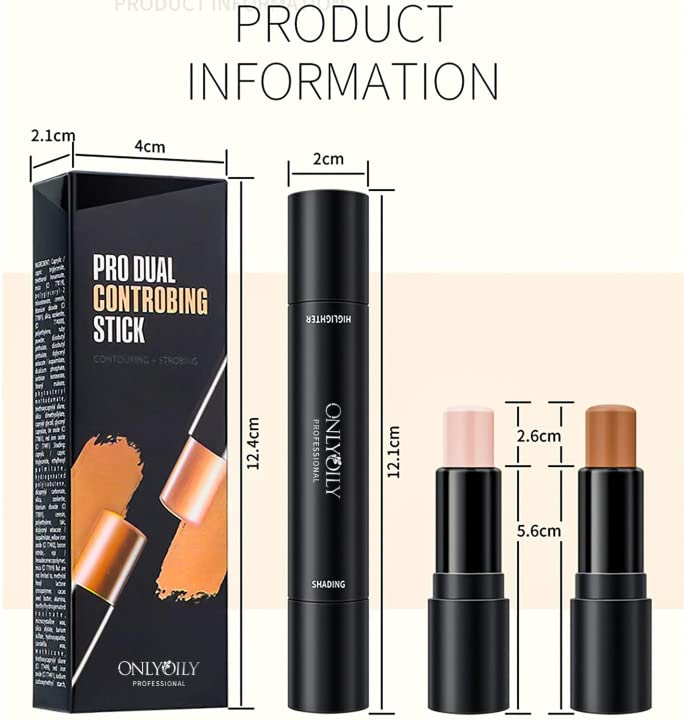 [Australia] - ONLYOILY concealer contour highlighter stick contour stick,face highlighters,double-end make up concealer contouring sticks cream (#02) #02 