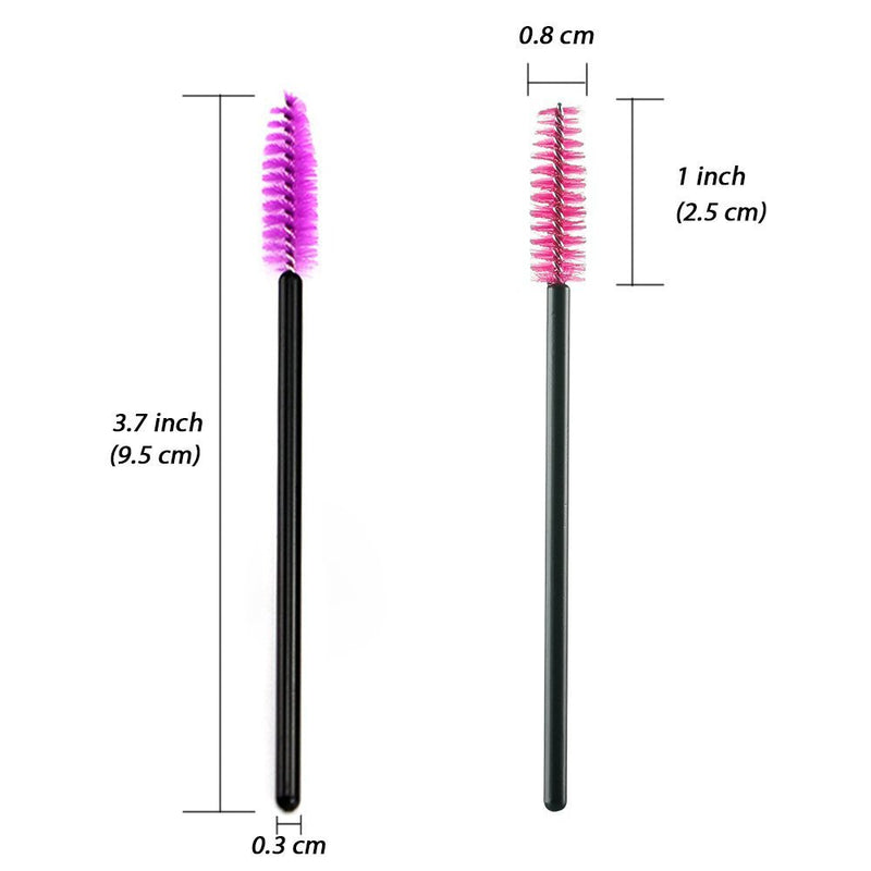 [Australia] - 300 Pcs Mascara Wands Multi-colored Eyelash Brushes Lash Extensions Makeup Brush Tool Bulk, Black Handle (Black Handle-Mix-300pcs) Black Handle-Mix-300pcs 