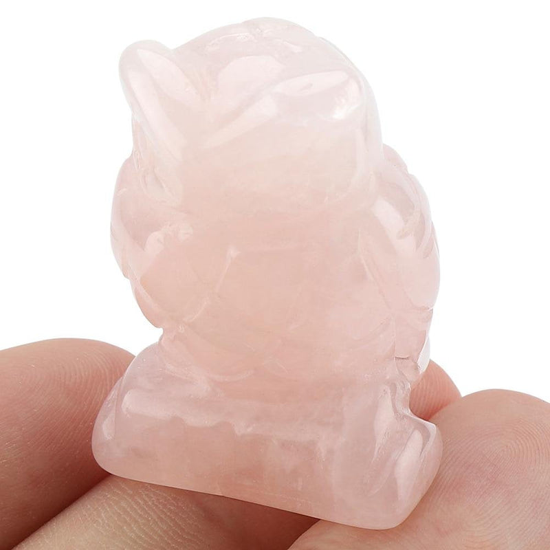 [Australia] - Rose Quartz, Hand Carved Owl Pink Crystal Figurine Healing Stone Gemstone Decoration for Wicca Reiki Healing Energy (1.5 inch) 1.5 inch 