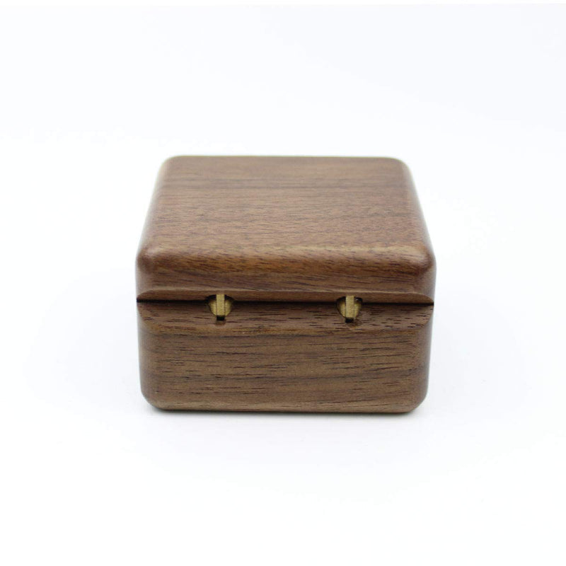 [Australia] - Black Walnut Wooden Engagement Double Ring Box, Solid Wood Square Double Rings Box for Wedding Ceremony Rings Storage 