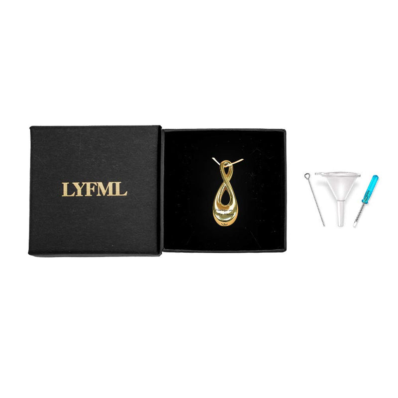 [Australia] - LYFML Cremation Ashes Jewelry, Infinity Urn Necklace for Ashes for Pet/Human, Memorial Pendant Made of Titanium Steel, Come with Filling Kit Support for Customization Gold 