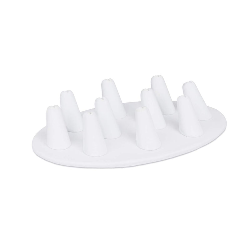 [Australia] - Mooca Premium Finger Shaped Ring Display for 10 Rings Suitable for Displaying and Gift Personal Jewelry and Business Products, 4 1/2" W x 7 1/2" D x 1 3/8" H, White Faux Leather 