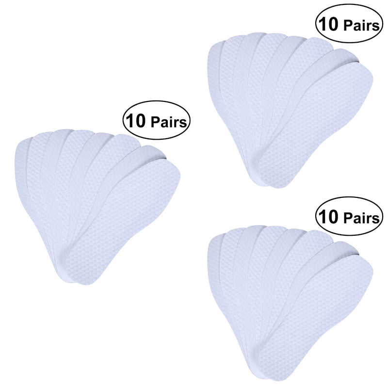 [Australia] - DOITOOL 30 Pairs Disposable Breathable Barefoot Insoles Flat Insole Liner Insert Sports Summer Foot Odor Eliminator Insoles Size 45 ( White ) 