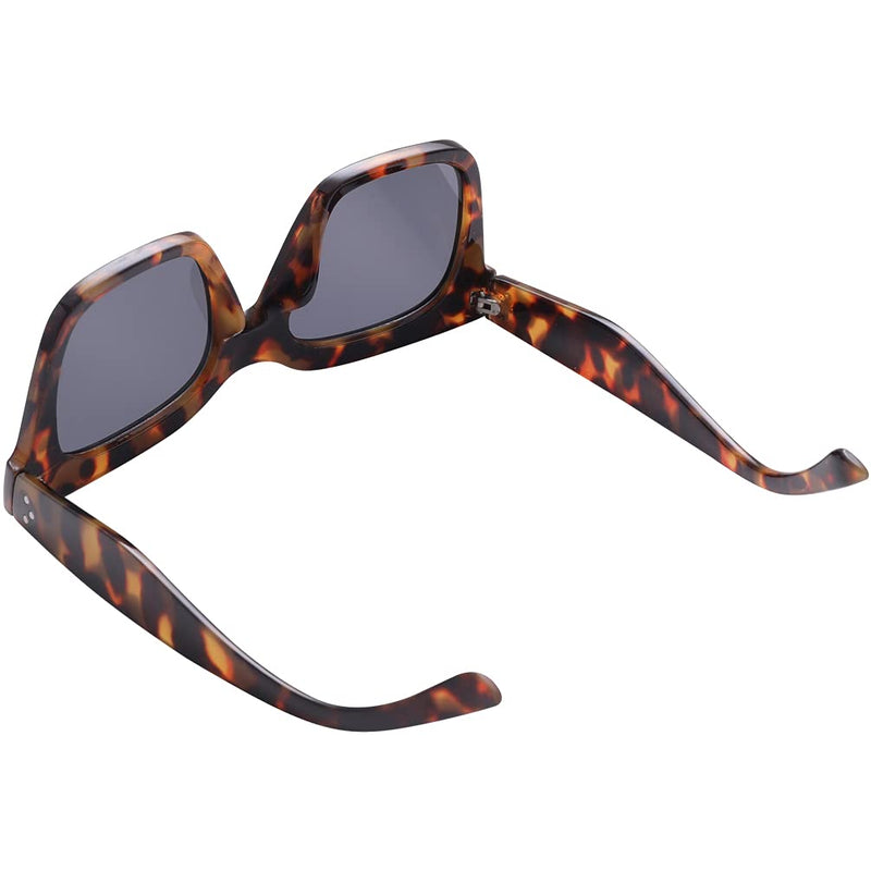 [Australia] - TAOTAOQI Vintage Women Oversized Sunglasses Designer Luxury Square Sun Glasses UV400 Protection Flat Lens Amber Tortoise Frame Black Lens 51 Millimeters 