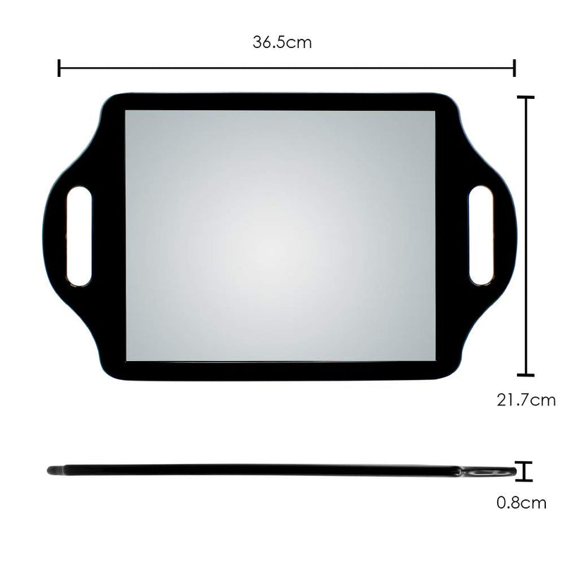 [Australia] - TRIXES Hairdressers Mirror - Salon Handheld Mirror ‚Äì with 2 Handles Wide Angle ‚Äìfor Hairdressing and Beauty - Large Size 36.5 x 21.7cm ‚Äì for Professional Barbers and Hairdressers - Black 