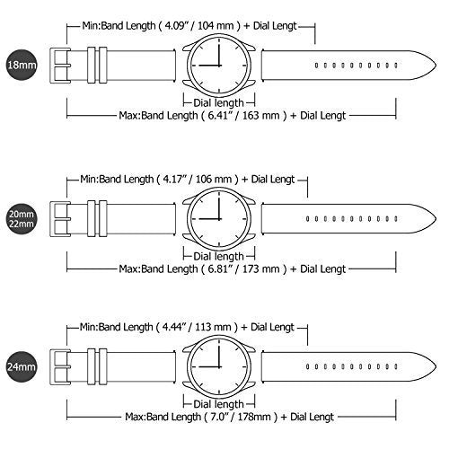 [Australia] - 6 Colors for Quick Release Leather Watch Band, Fullmosa Cross Genuine Leather Replacement Wrist Strap for Men & Women 18mm 20mm 22mm 24mm 14MM Black 