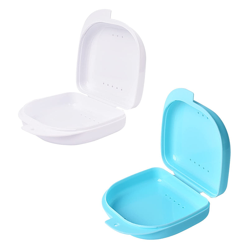 [Australia] - Y-Kelin Retainer Box Retainer Container Partial Denture Box, Light Blue+white 