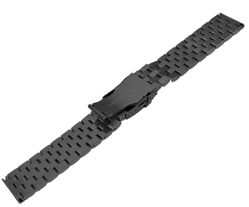 [Australia] - 24mm 22mm 20mm 18mm Metal Watch Band Premium Solid Stainless Steel Watch Bracelet Straps for Men Women Blue/Black/Silver Black 