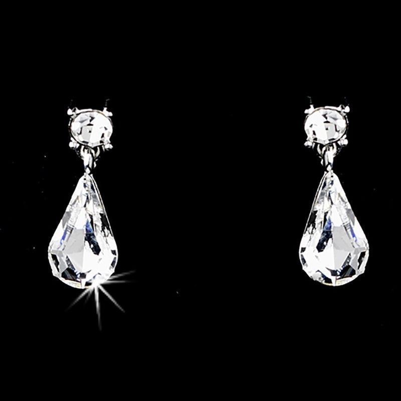 [Australia] - Accessoriesforever Bridal Wedding Prom Jewelry Set Crystal Rhinestone Multi Teardrops Link Silver Clear 
