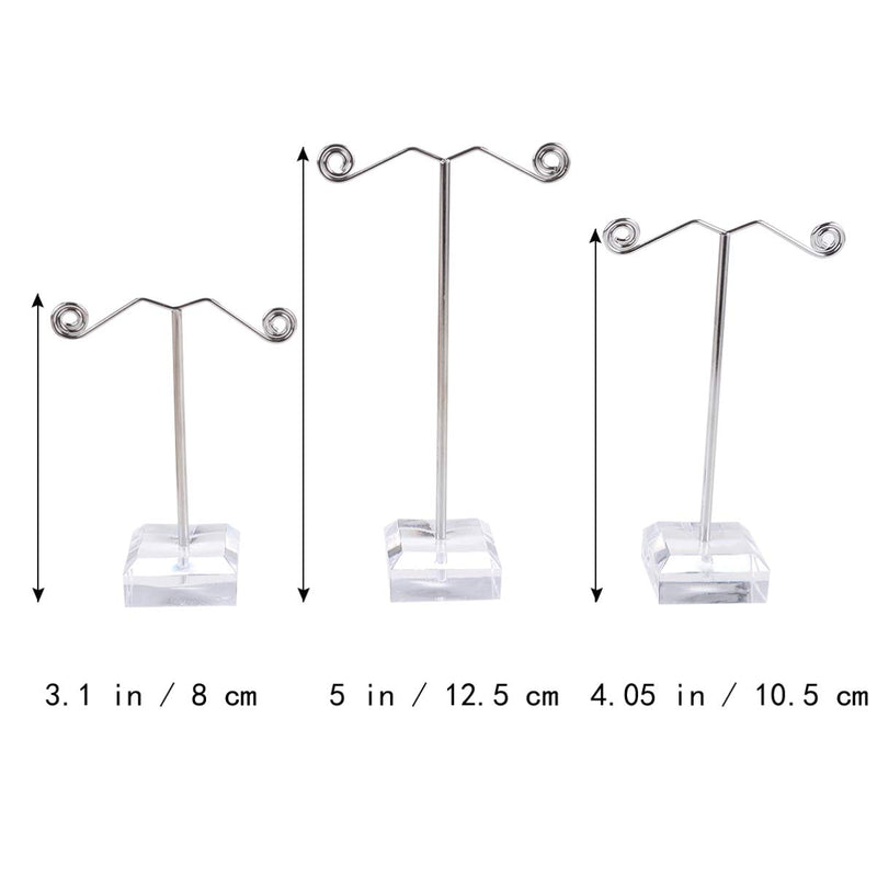 [Australia] - TOPBATHY 6 Pcs 3 Sizes T Shape Earrings Storage Rack Metal Arcrylic Stoving Varnish Earrings Display Stand for Shop Home (Black + Transparent) 