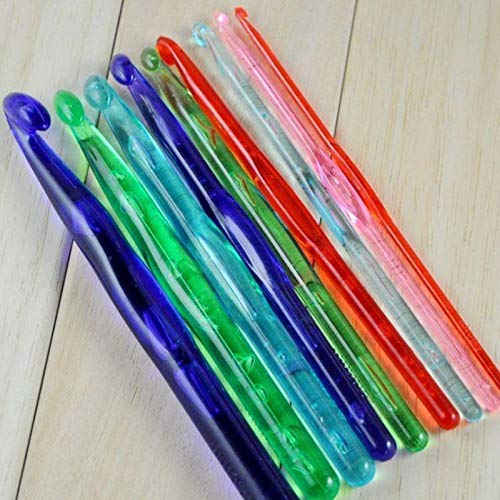 [Australia] - COPYLOVE 9pcs/Set Multi-Coloured Acrylic Plastic Crochet Hooks, Crystallites Acrylic Crochet Hook Set with Ergonomic Handles 