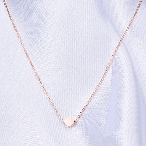 [Australia] - Stainless Steel Sliding Float Heart Shaped Charm Necklace Single Heart-Rose Gold 