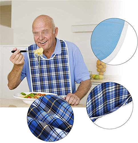 [Australia] - Adult Reusable Washable Meal Bibs, 2 Colors Adjustable Waterproof Bib Snap with Crumb Catcher(blue) Red 