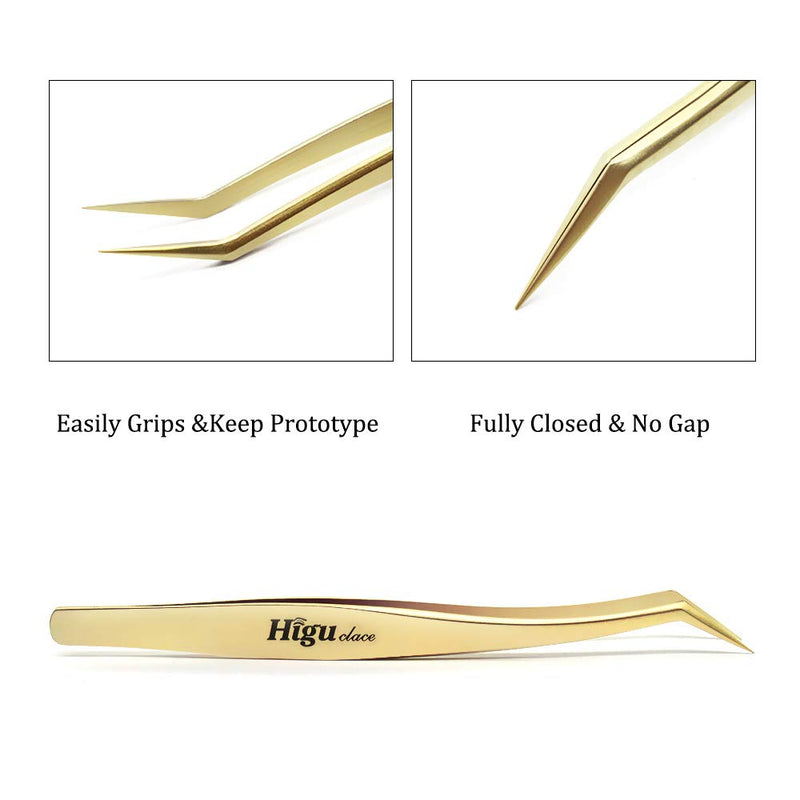 [Australia] - Eyelash Extension Tweezers for Volume Lashes Make Fans Professional Tweezer Tools Precision Stainless Steel 45 Mega Curved Angled 17mm Fine Tip for Eye Lash Extensions Supplies 