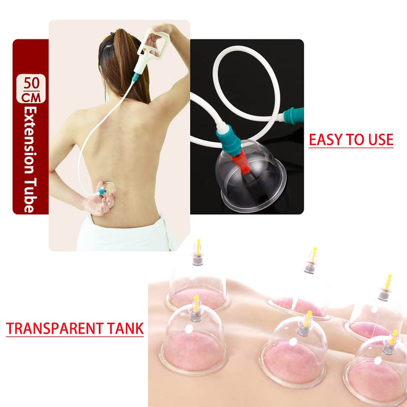 [Australia] - 12 Cupping Cups Sets Biomagnetic Traditional Professional Chinese Therapy Massage Cupping Set Household Pull Out Vacuum Cupping Kit/Chinese Massage Hijama Suction (12) 12 