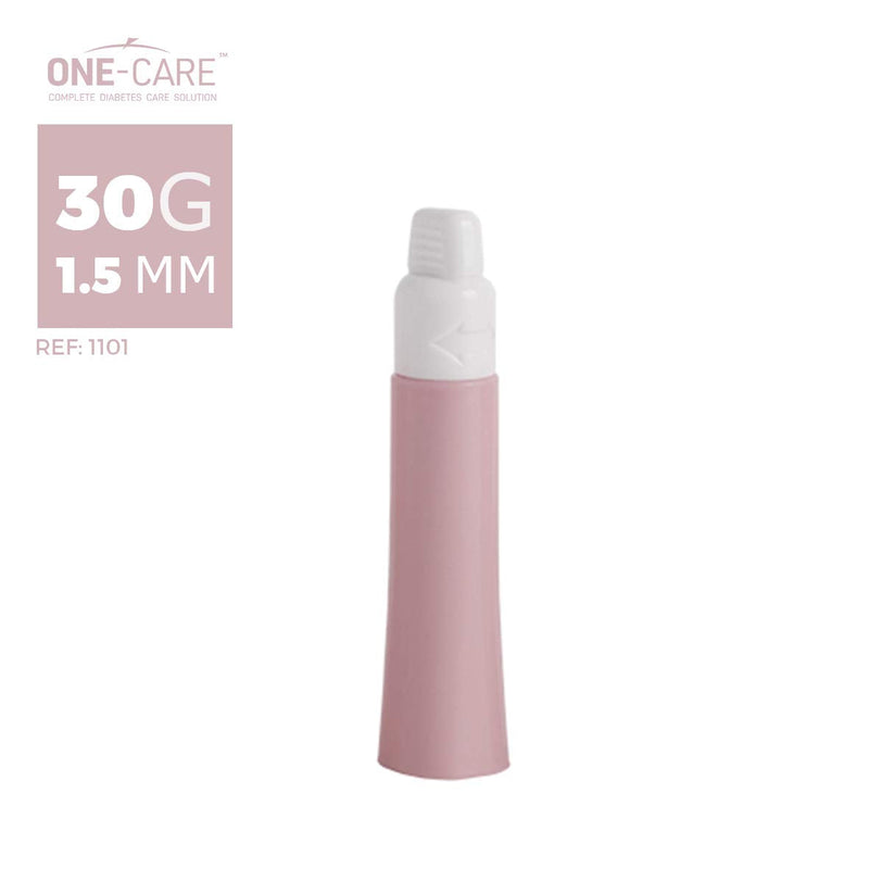[Australia] - MediVena ONE-Care Safety Lancets, Contact-Activated, 30G x 1.5mm, 100/bx, Sterile, Single-Use, Preloaded, Gentle for Comfortable Testing 