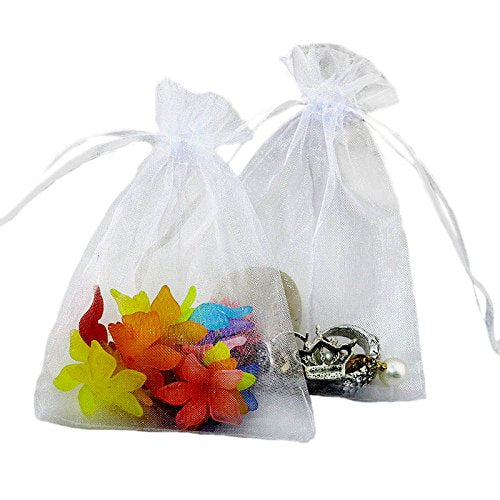 [Australia] - 100 PCS Organza Gift Bags Wedding Jewelry Pouches 7 cm * 9 cm Perfect for Wedding, Christmas, Birthday, Anniversary 7 x 9CM - 100PCS White 