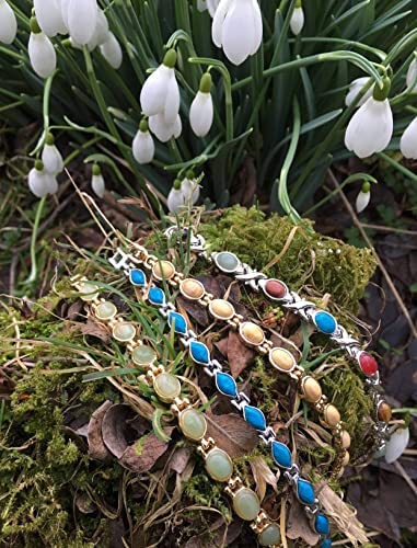 [Australia] - Ladies Magnetic Bracelet for Women - Natural Beige Jasper Gemstones - Fits Wrists Up to 7.5" Links Can Be Added Adjustable | Plus Jewellery Gift Box 