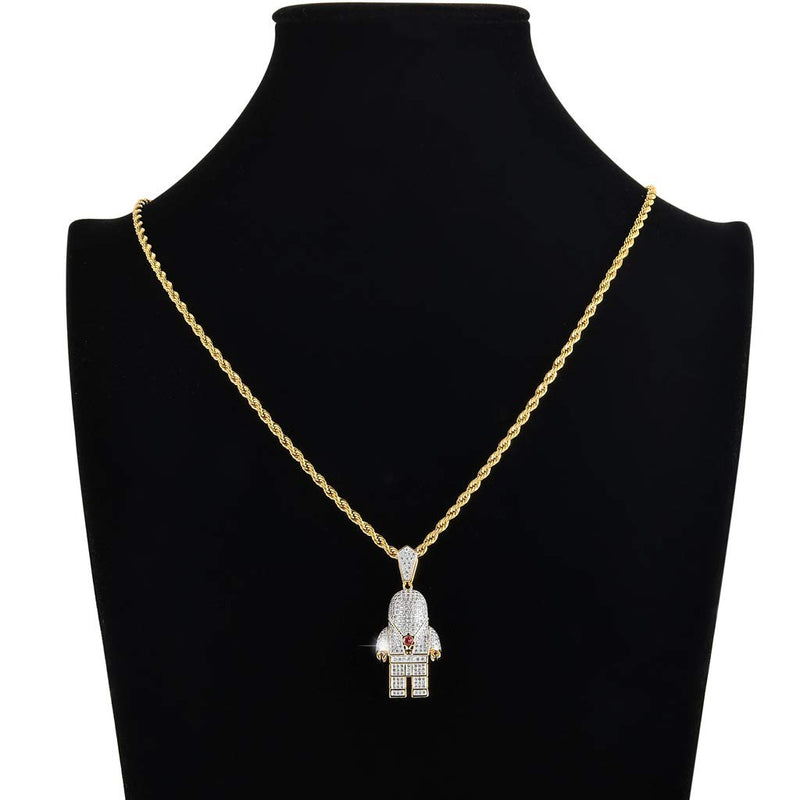 [Australia] - charlinliol 18k Gold Plated Necklace Iced Out Cubic Zirconia Astronaut Pendant Hip Hop Jewelry Spaceman Chain for Men and Women 