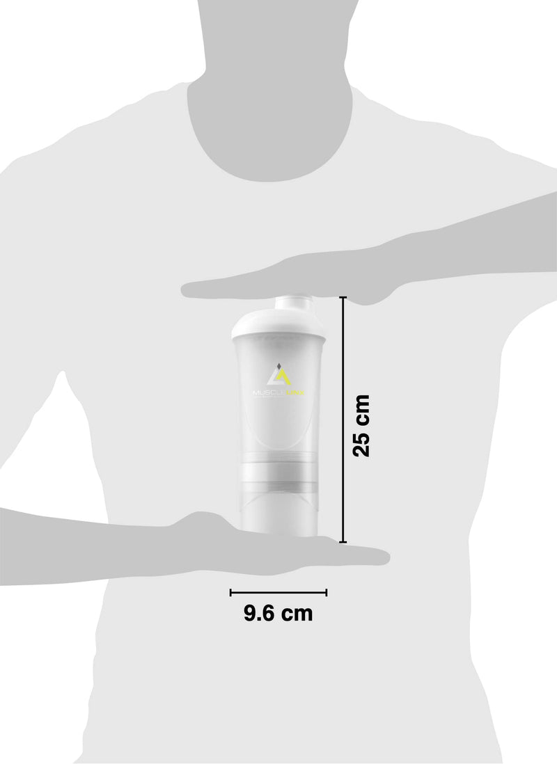 [Australia] - White Protein Shaker Plus Storage Screw top 100% Leak Proof Drinks Bottle 500ml to 700ml by Musclelinx 