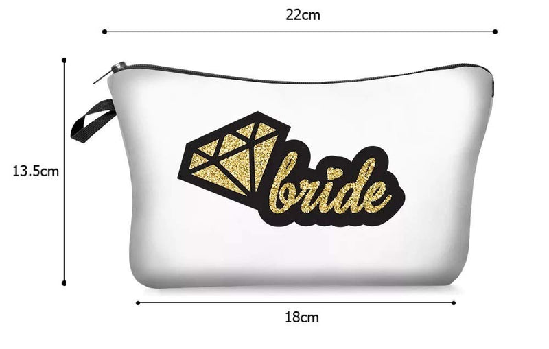 [Australia] - Bridal Party + Bride Makeup Bags – Leather Cosmetic Bags for Bachelorette Parties, Weddings, Bridal Showers (gold diamond pattern) gold diamond pattern 