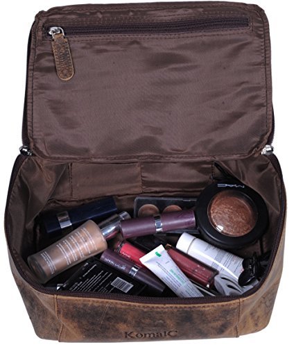 [Australia] - KomalC Genuine Unisex Vanity Leather Dopp kit - Travel Toiletry Bag Shaving Kit 