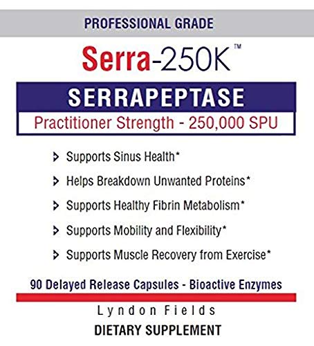 [Australia] - Lyndon Fields Serra-250K Serrapeptase 250,000 SPU - Supports Healthy Sinuses, 90 Delayed Release Capsules Technology, Maximum Potency 