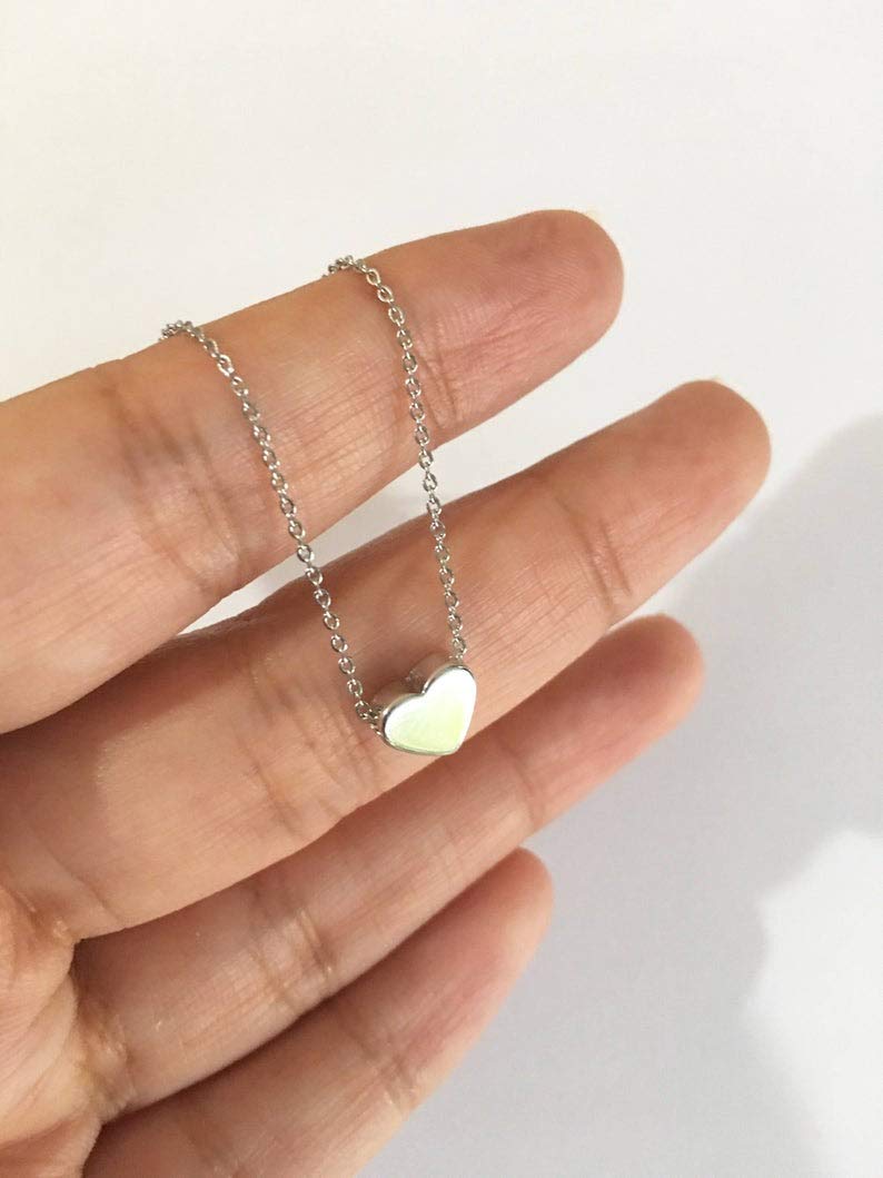 [Australia] - Osemind Heart Choker Necklace, Circle Choker Necklace, Star Choker Necklace, Gold Silver Dainty Choker Necklace for Women Girls Delicate Necklace Jewelry Gift A:Silver Heart 