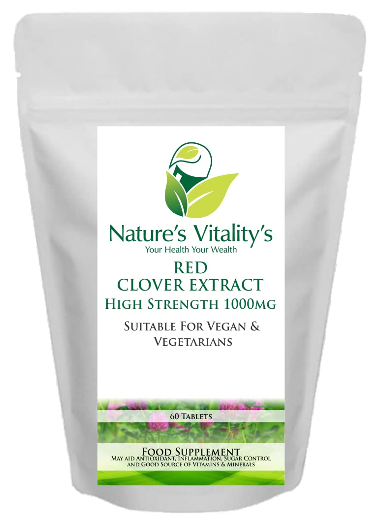 [Australia] - Nature's Vitality's Menopause Support Red Clover Extracts High Strength 1000mg 60 Tablets 2 Months Supply Suitable for Vegans & Vegetarians 