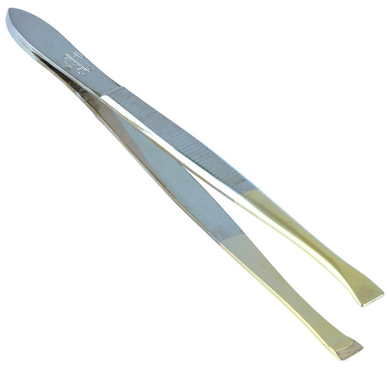 [Australia] - Camila Solingen CS31 3 1/2" Gold Tipped, Surgical Grade, German Stainless Steel Tweezers (Straight) - Flawless Facial Hair and Eyebrow Shaping and Removal for Men/Women Straight 