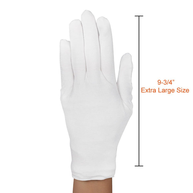 [Australia] - Paxcoo 6 Pairs XL White Cotton Gloves for Dry Hand Moisturizing Cosmetic Eczema Hand Spa and Coin Jewelry Inspection 