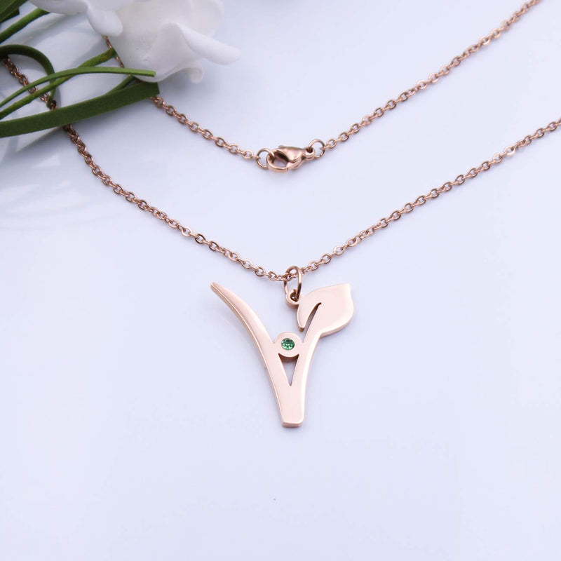 [Australia] - DYbaby Stainless Steel Vegan Symbol Necklace Vegetarian Jewelry Gift Style 1-RG 