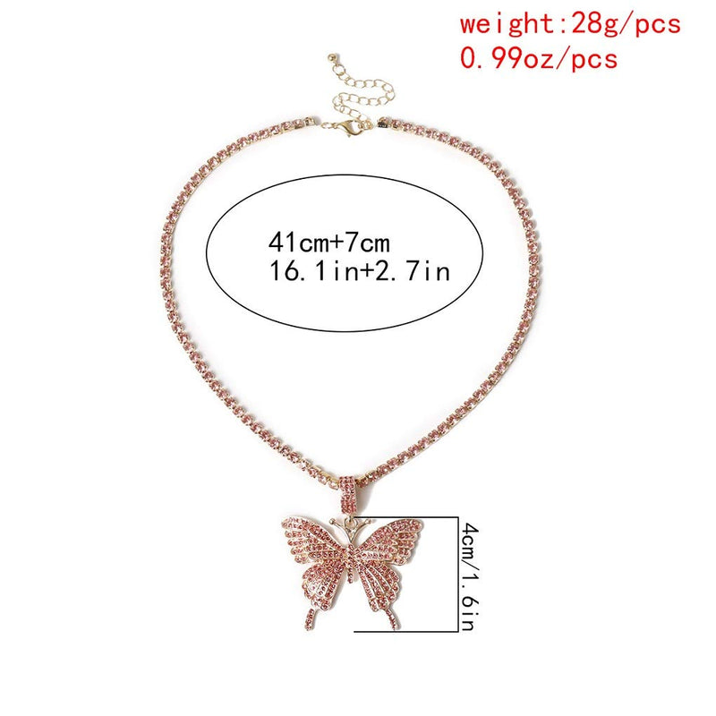 [Australia] - SUNSCSC Dainty Butterfly Choker Necklace Bling CZ Chain Butterfly Pendant Necklace for Women Girl Her Gift Golden big butterfly 