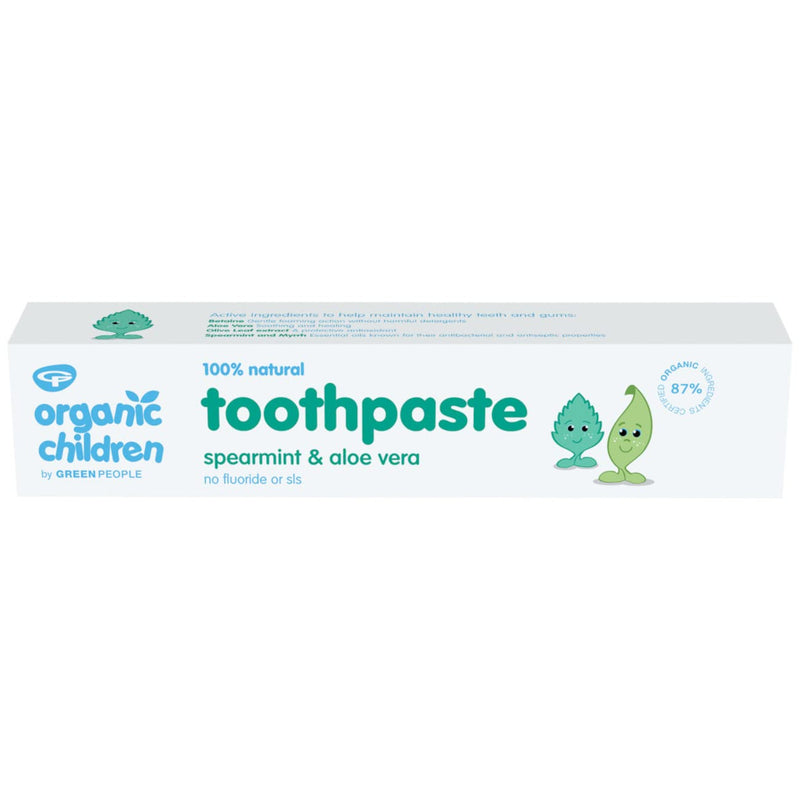 [Australia] - Green People Organic Children Spearmint & Aloe Vera Toothpaste 50ml | 100% Natural Toothpaste for Babies & Kids | Safe if Swallowed | Fluoride free & SLS free | Mint Toothpaste for Kids 