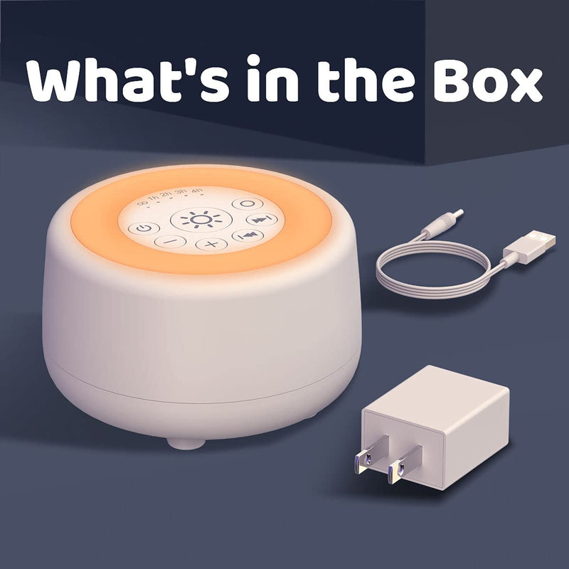 [Australia] - Sleepbox Sound White Noise Machine with 25 Soothing Sounds and 10 Colors Warm Night Light 4 Brightness Levels 32 Volume Levels 5 Timer and Memory Function for Baby Kids Adults Seniors Sleeping (White) 