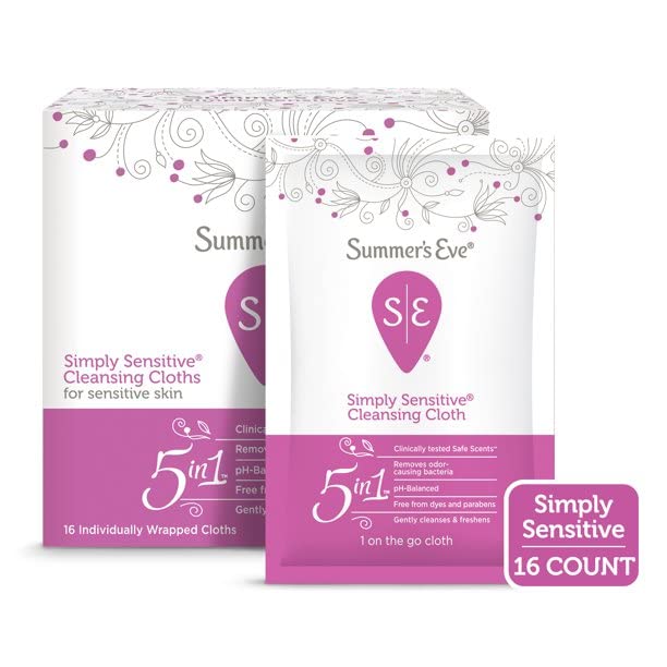 [Australia] - Summer's Eve Feminine Cleansing Cloths | Sensitive Skin | 16 Each | Pack of 2 16 Count (Pack of 2) Simply Sensitive-Wipes 