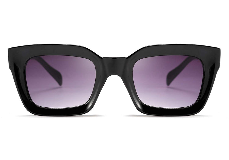 [Australia] - FEISEDY Classic Women Sunglasses Fashion Thick Square Frame UV400 B2471 Black 50 Millimeters 