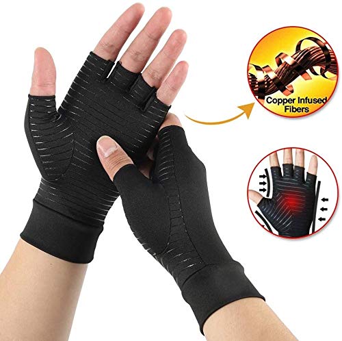 [Australia] - Copper Arthritis Gloves, Compression Gloves for Hands and Fingers Rehabilitation, Arthritis Gloves for Women Men Relief Hand Pain of Arthritis, Swelling, Carpal Tunnel - Size Large Large (1 Pair) 