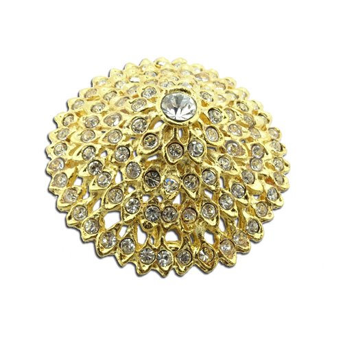 [Australia] - Siwalai Thai Traditional Gold Plated Clear Crystals Pin 2 Inches 