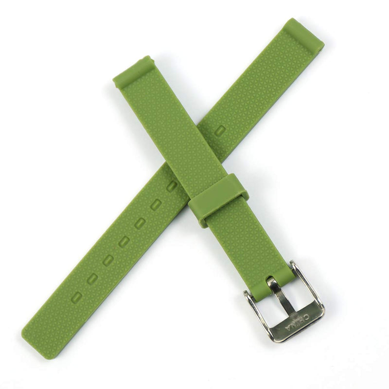 [Australia] - MCXGL Children's Candy Color Silicone Watch Band Waterproof Rubber Stainless Steel pin Buckle Strap 12mm ArmyGreen 