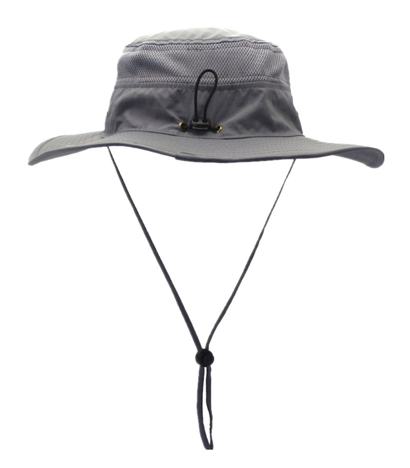 [Australia] - Home Prefer Men's Sun Hat UPF 50+ Wide Brim Bucket Hat Windproof Fishing Hats Dark Gray 