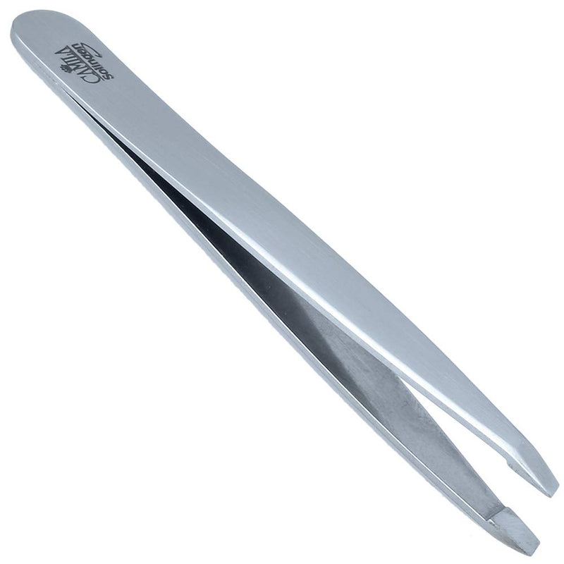 [Australia] - Camila Solingen CS25 4" Professional Surgical Grade Stainless Steel Precision Tip Eyebrow Tweezers for Facial Hair Shaping & Removal. Beauty Tool for Men/Women. Made in Solingen Germany (Slanted) Slanted 