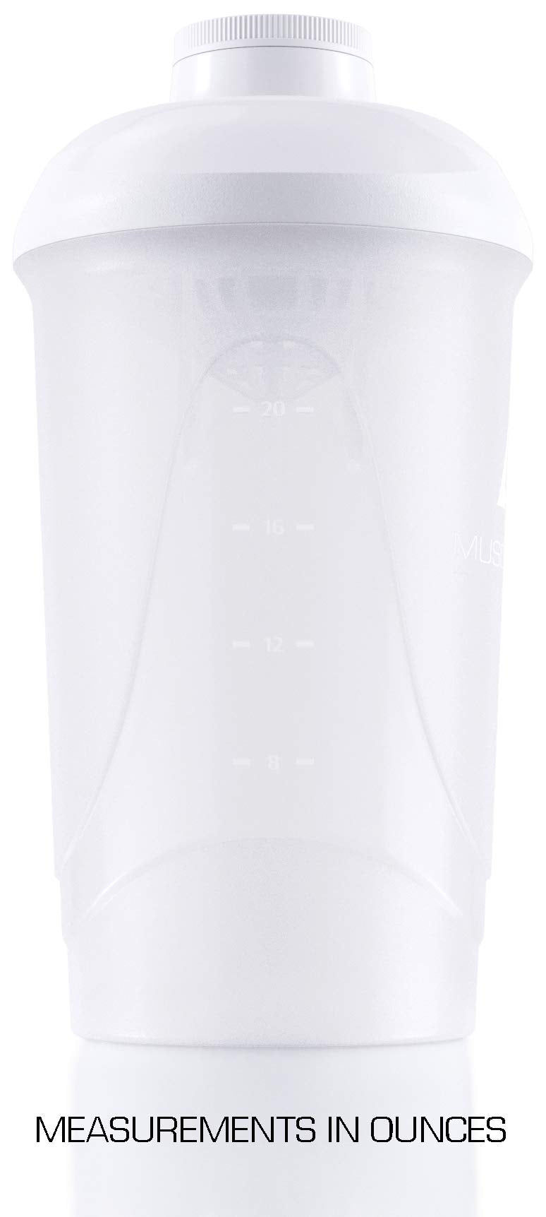 [Australia] - Protein Shaker Screw top 100% Leak Proof Drinks Bottle 600ml to 800ml by Musc (Transparent, White) White Transparent 