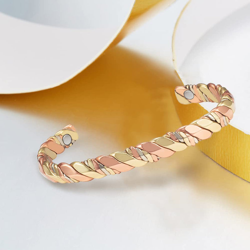 [Australia] - EnerMagiX Copper Magnetic Bracelets for Women Men,99.9% Soild Copper Cuff Bangle Magnetic Bracelet with 2 Strong Magnets,Adjustable Size(CPB-1012) 