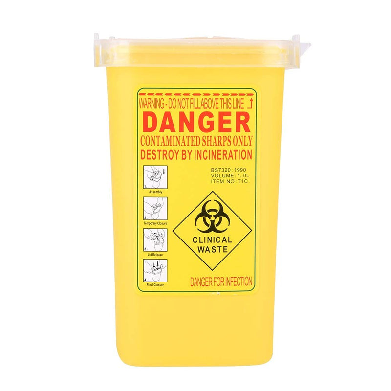[Australia] - Sharps Container-Plastic Needle Container Tattoo Medical Biohazard Needle Disposal 1L Size Waste Box (2 Colors) (Color : Yellow) 